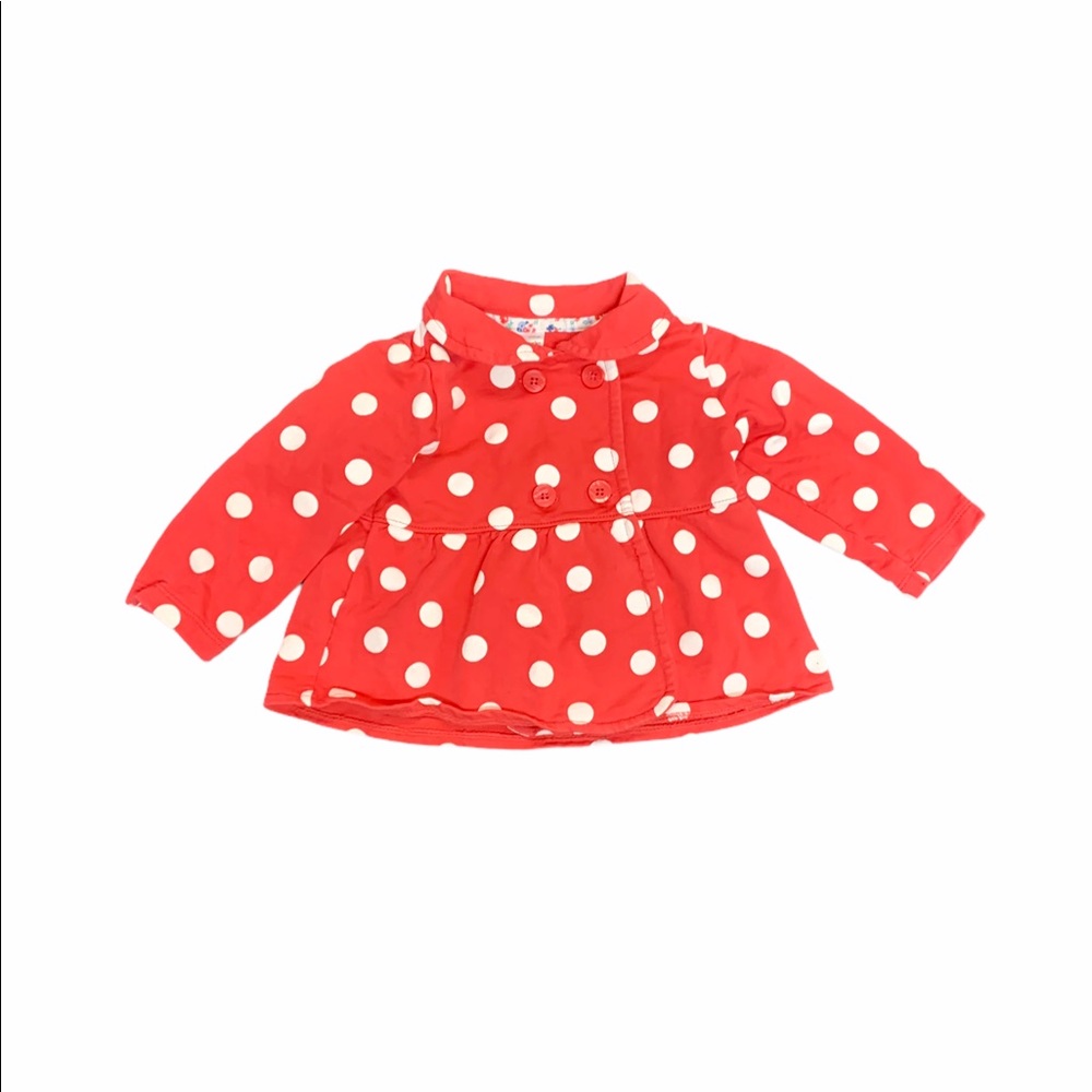 Carter’s red w/ white polka dots jacket. 12m.